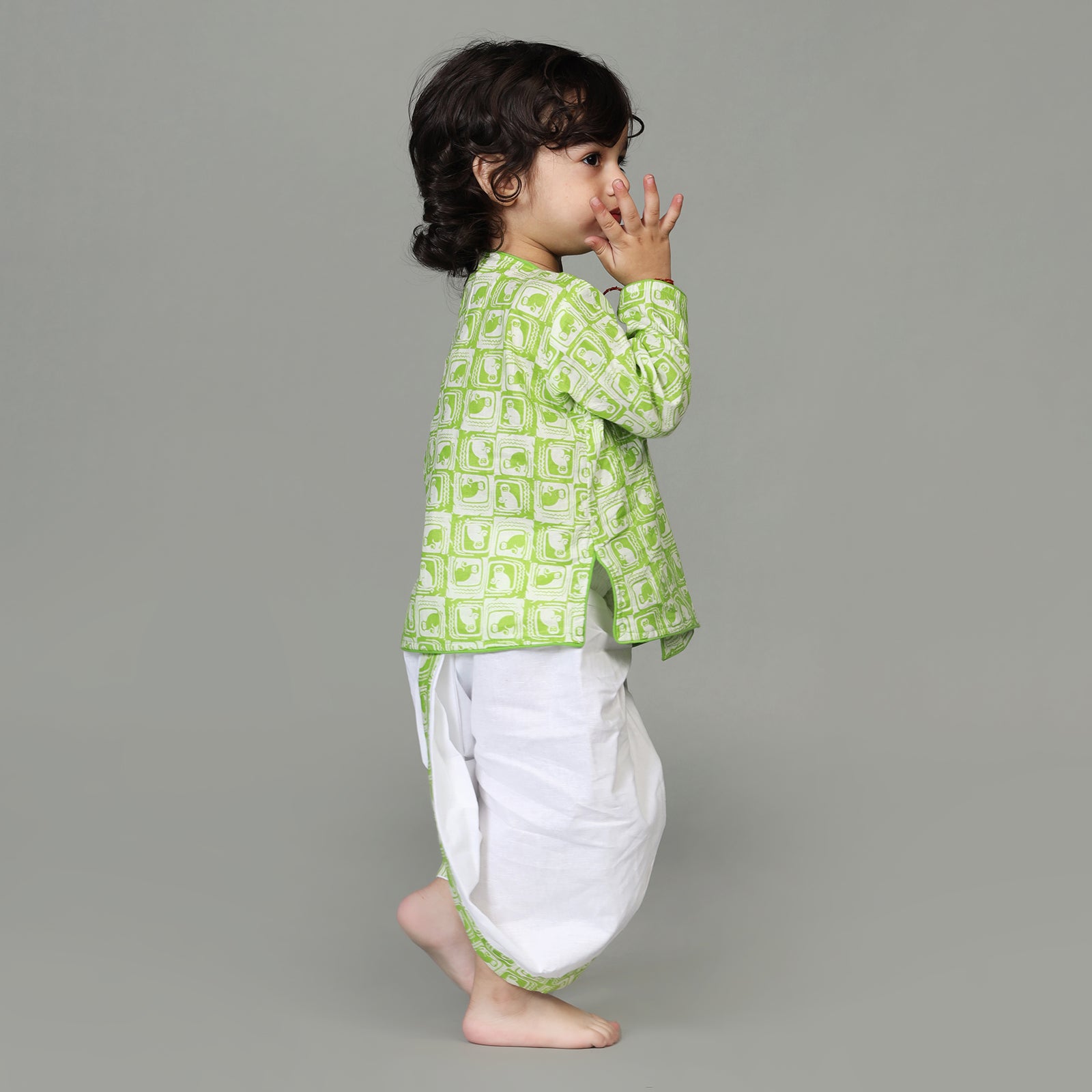 Sibling Ethnic Set with Monkey & Crocodile Print