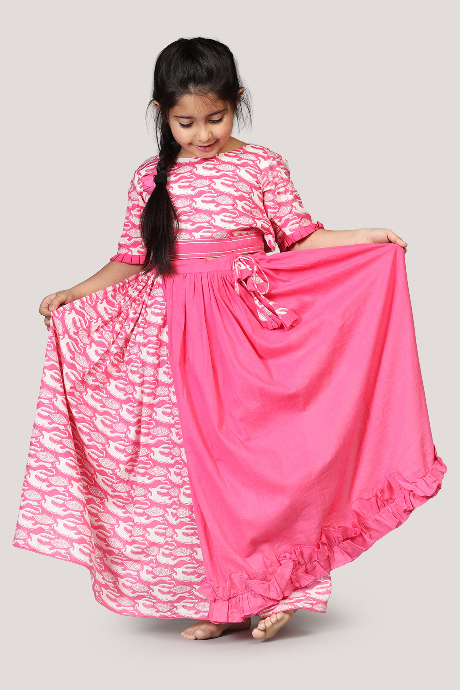The Hare & The Tortoise- Half & Half Layered Lehenga Set