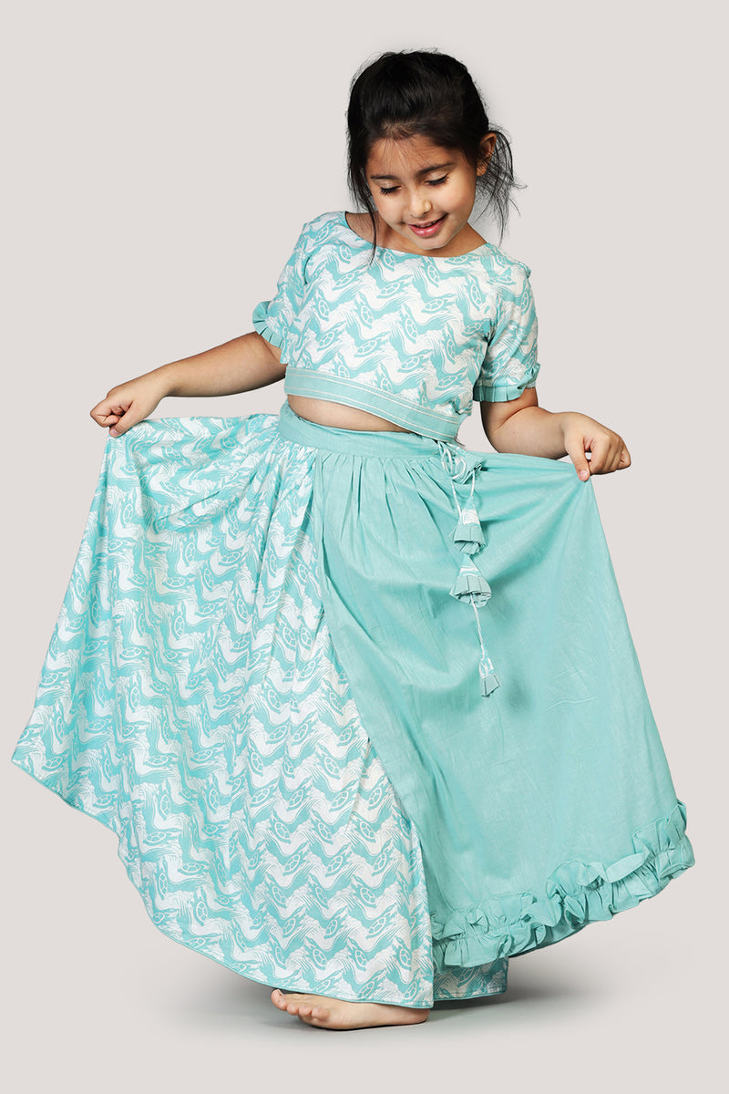 The Talkative Turtle- Half & Half Layered Lehenga Set