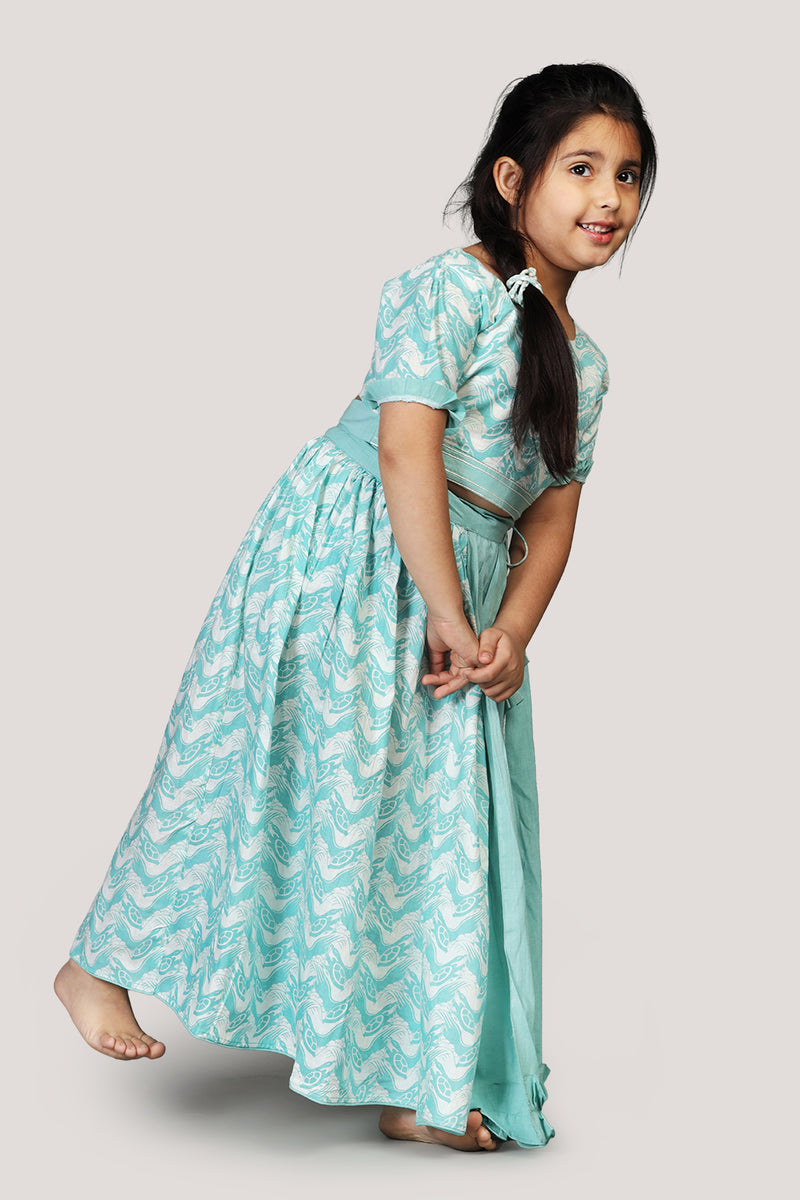 The Talkative Turtle- Half & Half Layered Lehenga Set