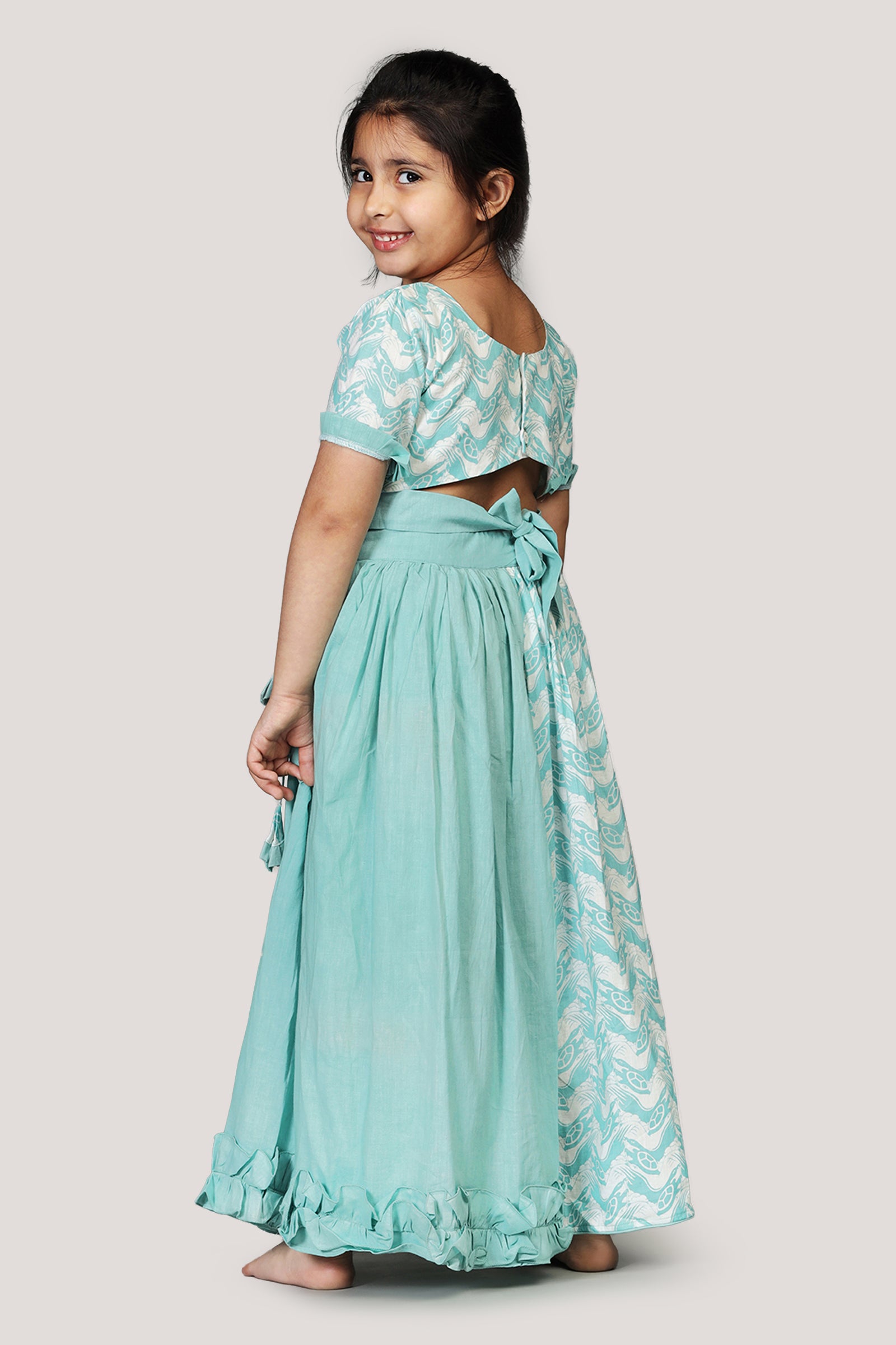 The Talkative Turtle- Half & Half Layered Lehenga Set