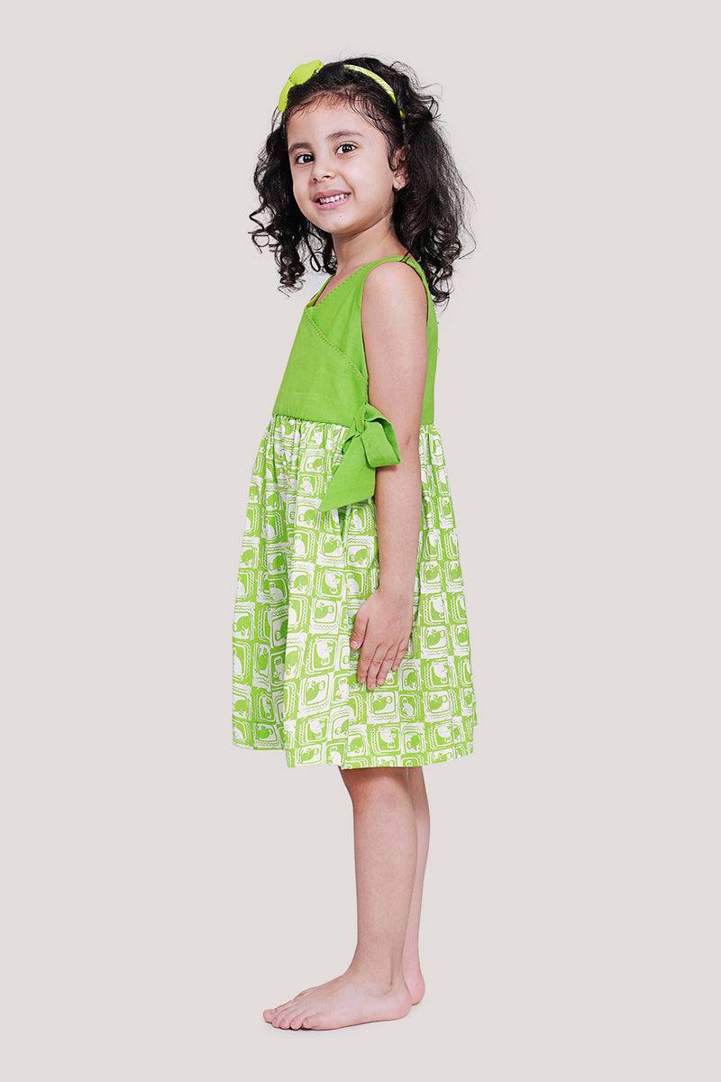 The Monkey & The Crocodile- Overlap Yoke Frock