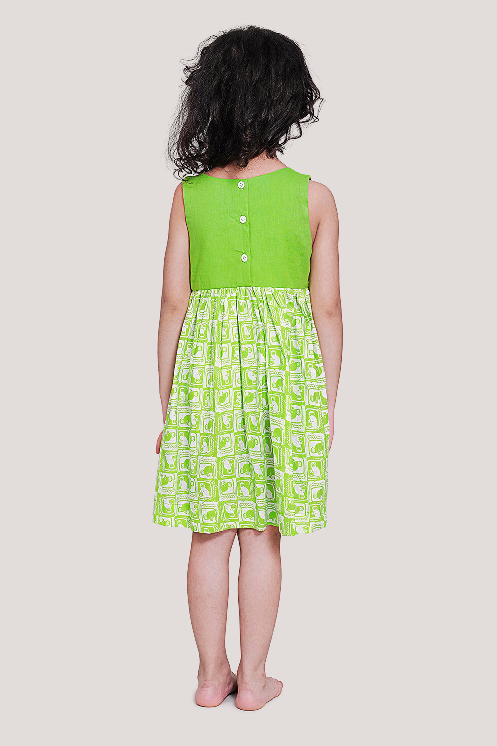 The Monkey & The Crocodile- Overlap Yoke Frock