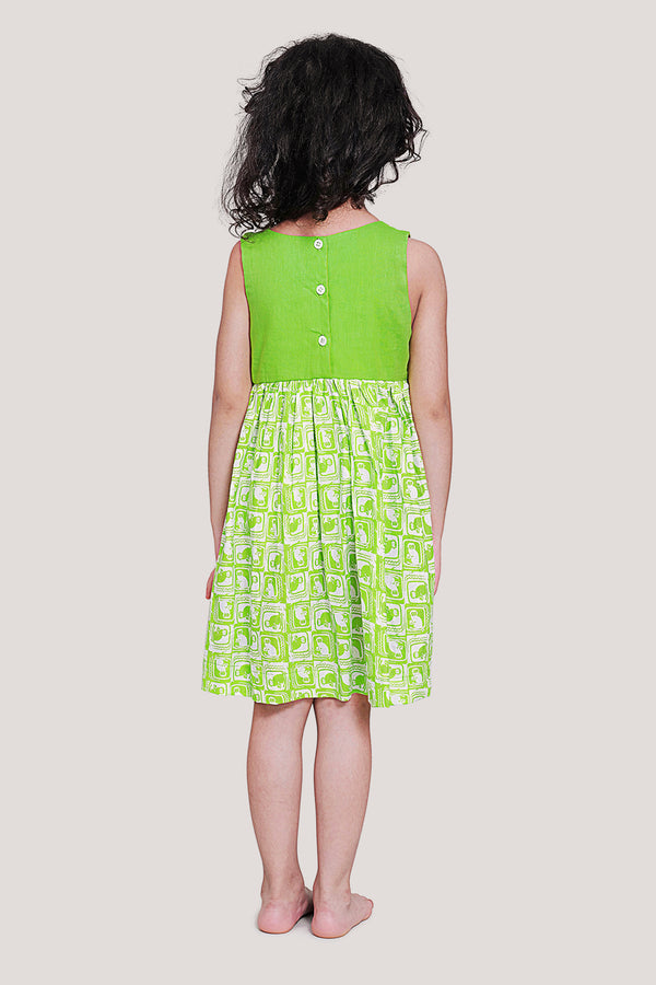 The Monkey & The Crocodile- Overlap Yoke Frock