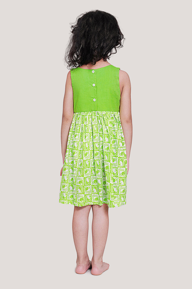 The Monkey & The Crocodile- Overlap Yoke Frock