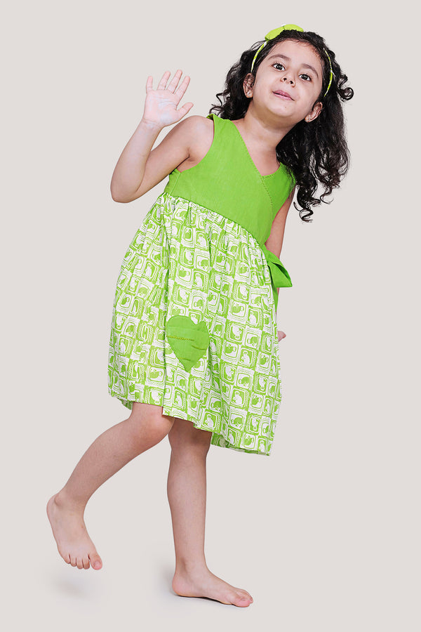 The Monkey & The Crocodile- Overlap Yoke Frock