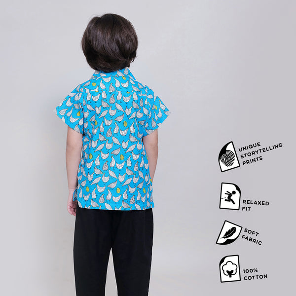 Cotton Casual Shirts For Boys with Hen That Laid The Golden Eggs Print
