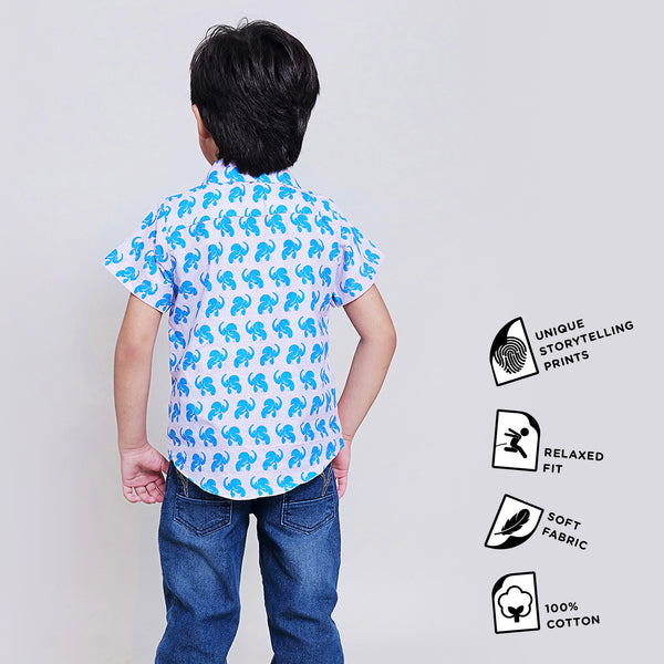 Cotton Casual Shirts For Boys with The Elephant & The Barking Dog Print