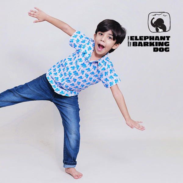 Cotton Casual Shirts For Boys with The Elephant & The Barking Dog Print
