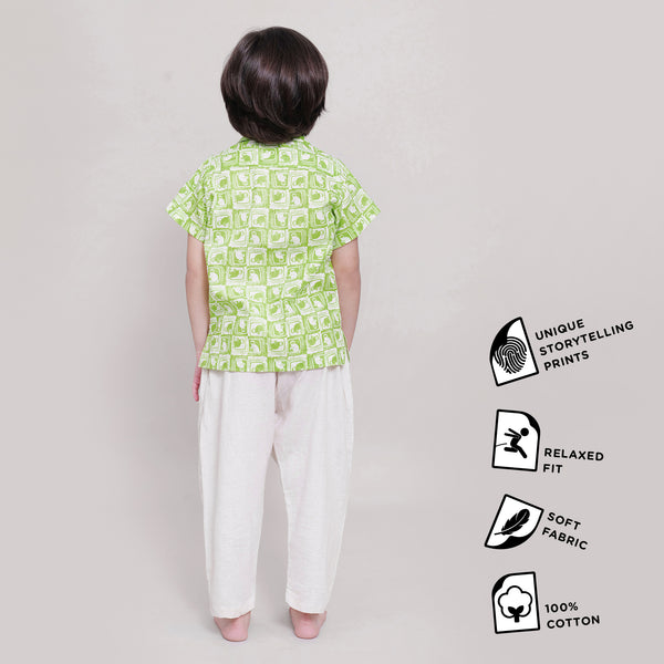 Cotton Casual Shirts For Boys with The Monkey & The Crocodile Print