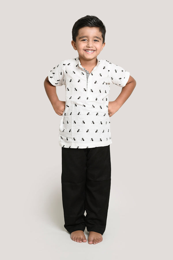 Bell The Cat - Short Kurta with Linen Pants, Beige