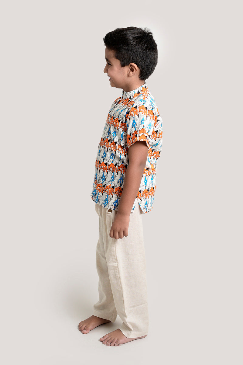 The Fox & The Crane- Short Kurta with Linen Pants
