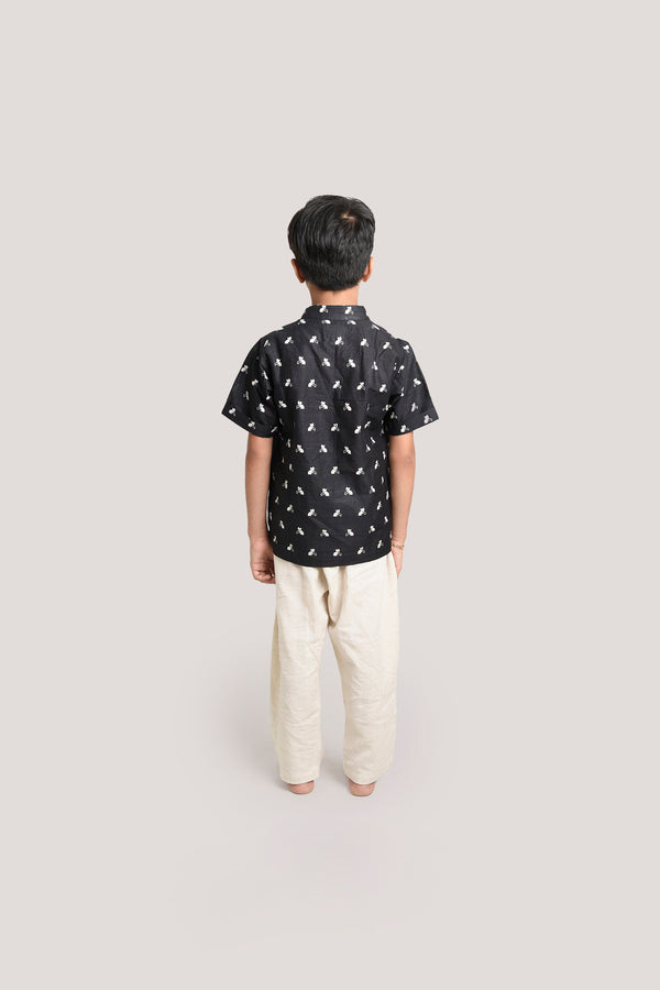 Bell The Cat- Boys Kurta Pajama Set, Black