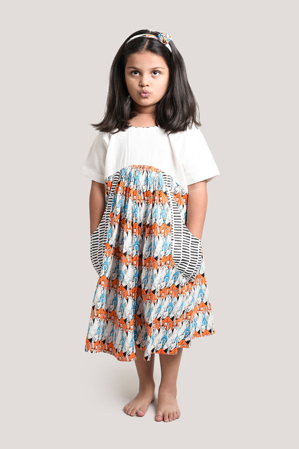 The Fox & The Crane - White Yoke Frock