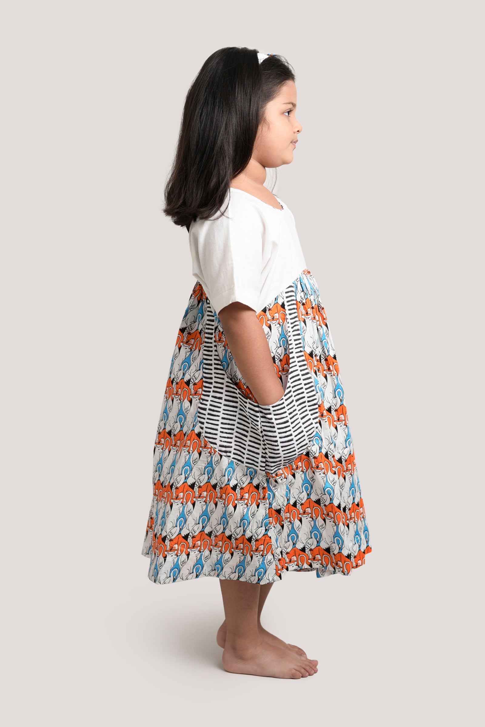 The Fox & The Crane - White Yoke Frock