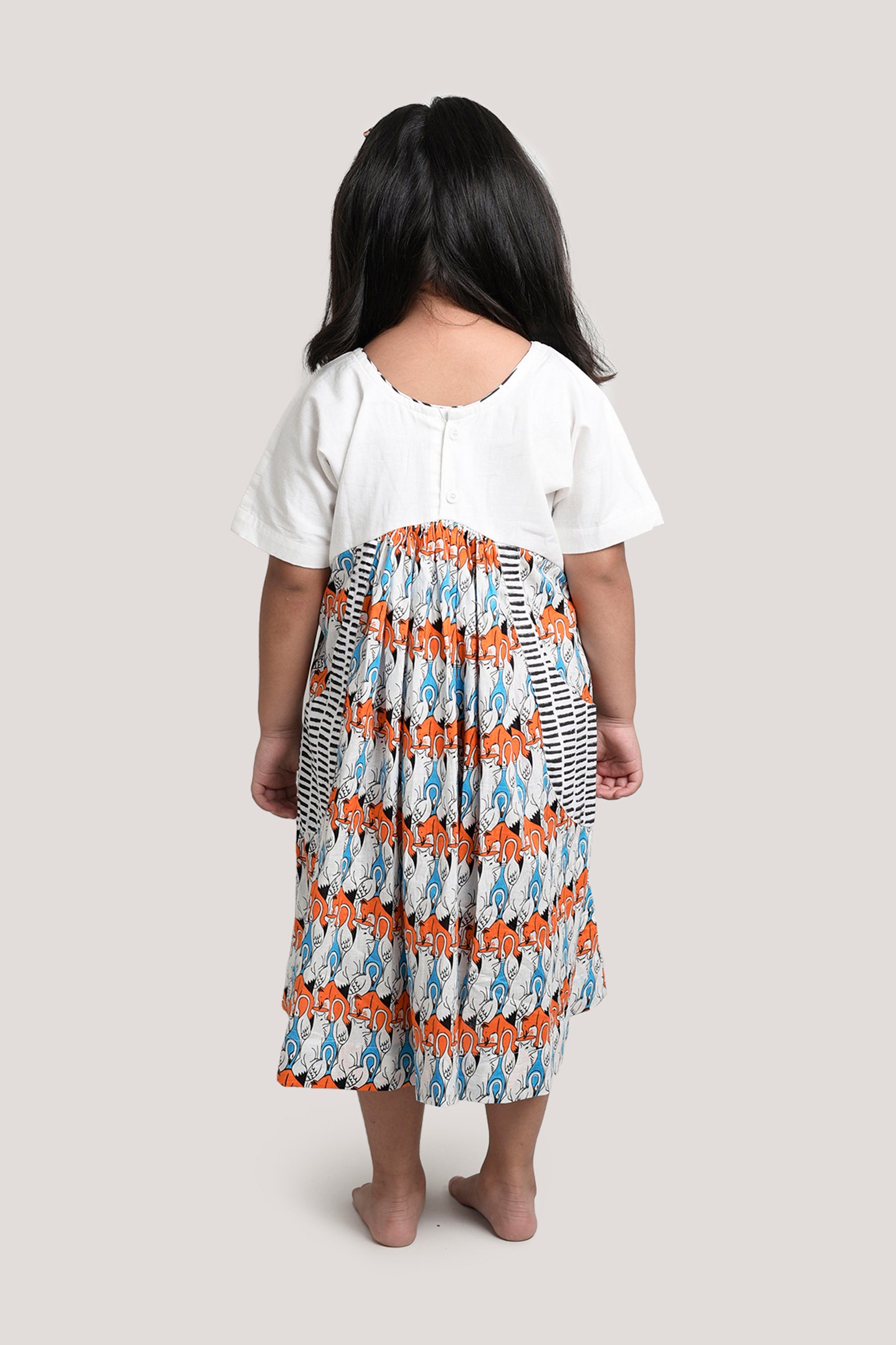 The Fox & The Crane - White Yoke Frock