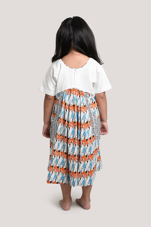 The Fox & The Crane - White Yoke Frock