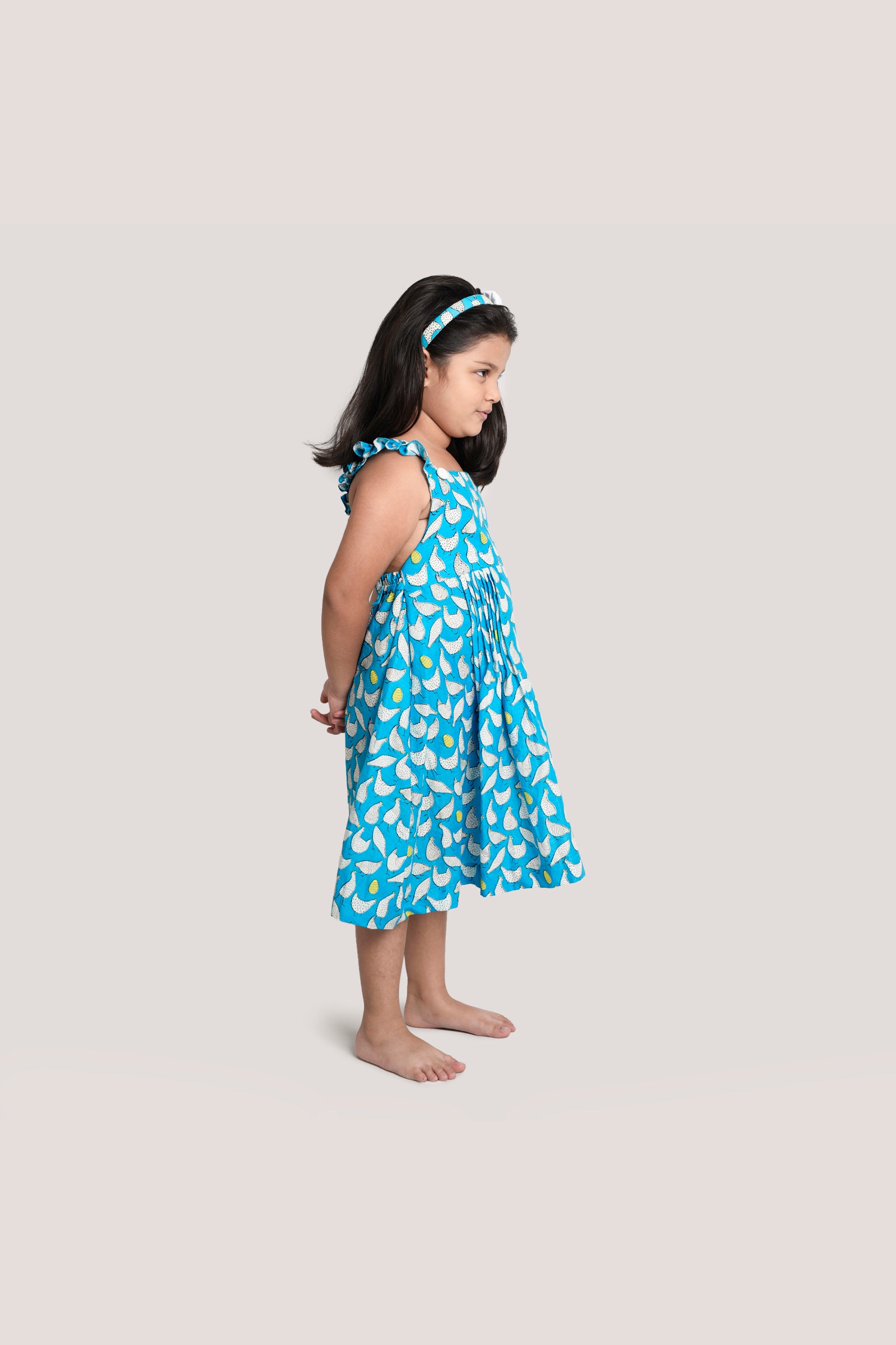 The Hen That Laid Golden Egg - Printed Crisscross Frock, Blue