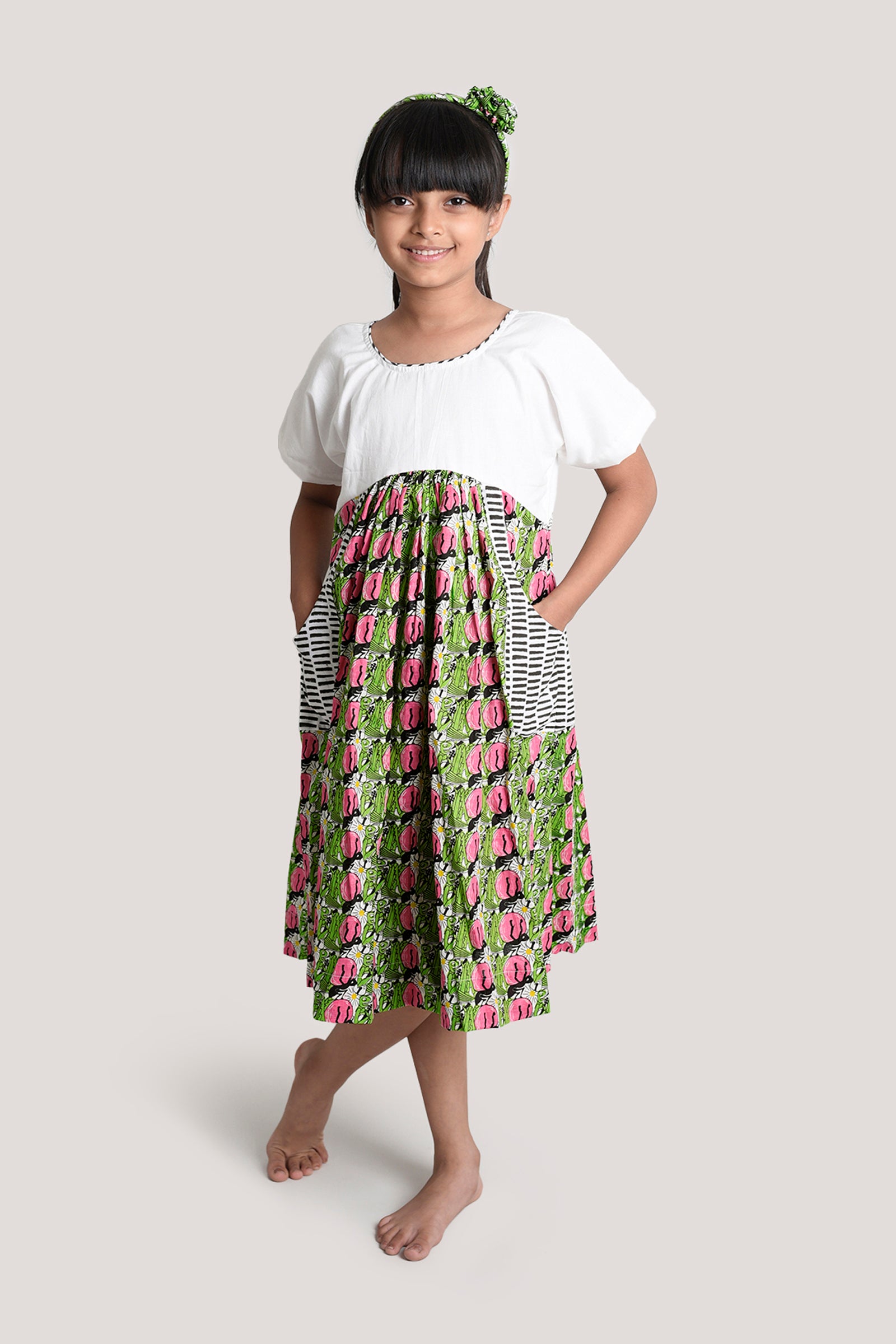 The Ant & The Grasshopper - White Yoke Frock