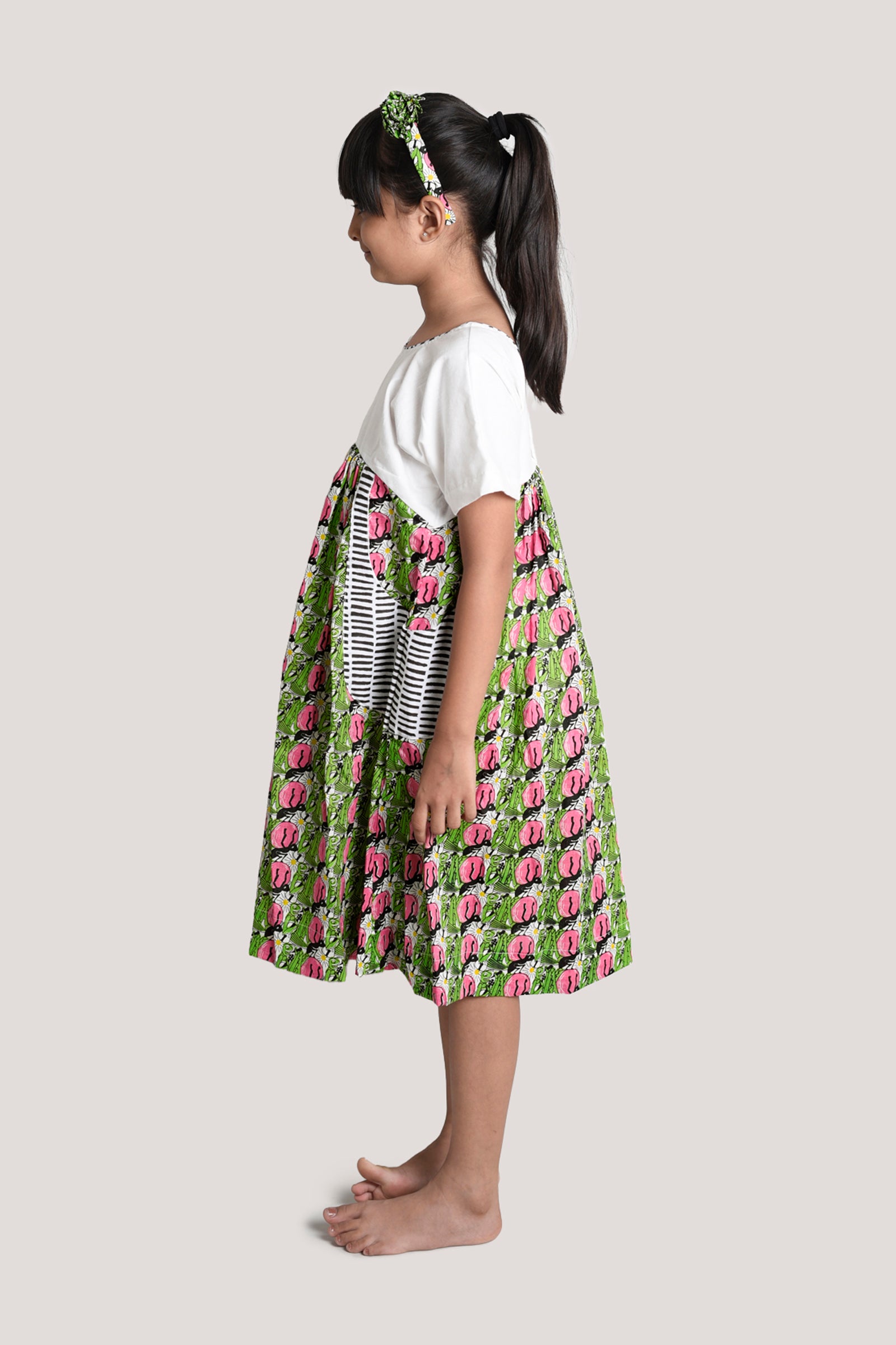 The Ant & The Grasshopper - White Yoke Frock