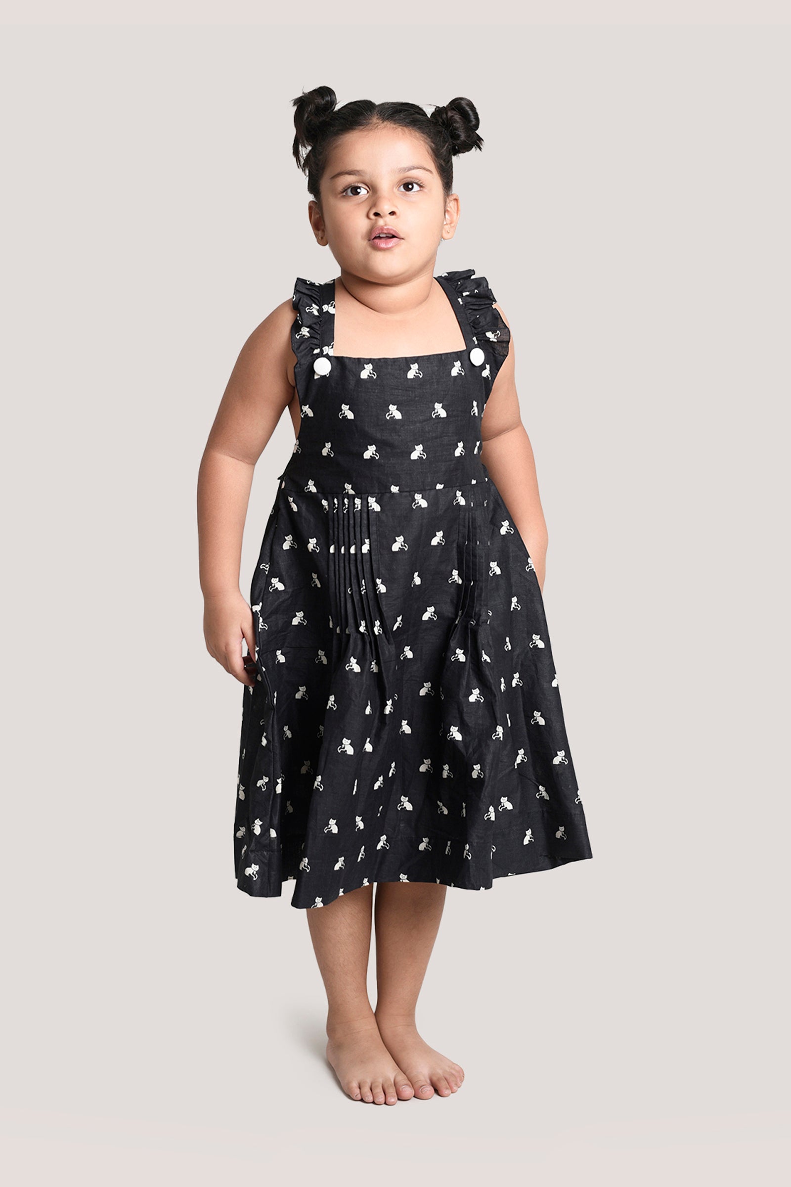 Bell The Cat - Printed Crisscross Frock, Black