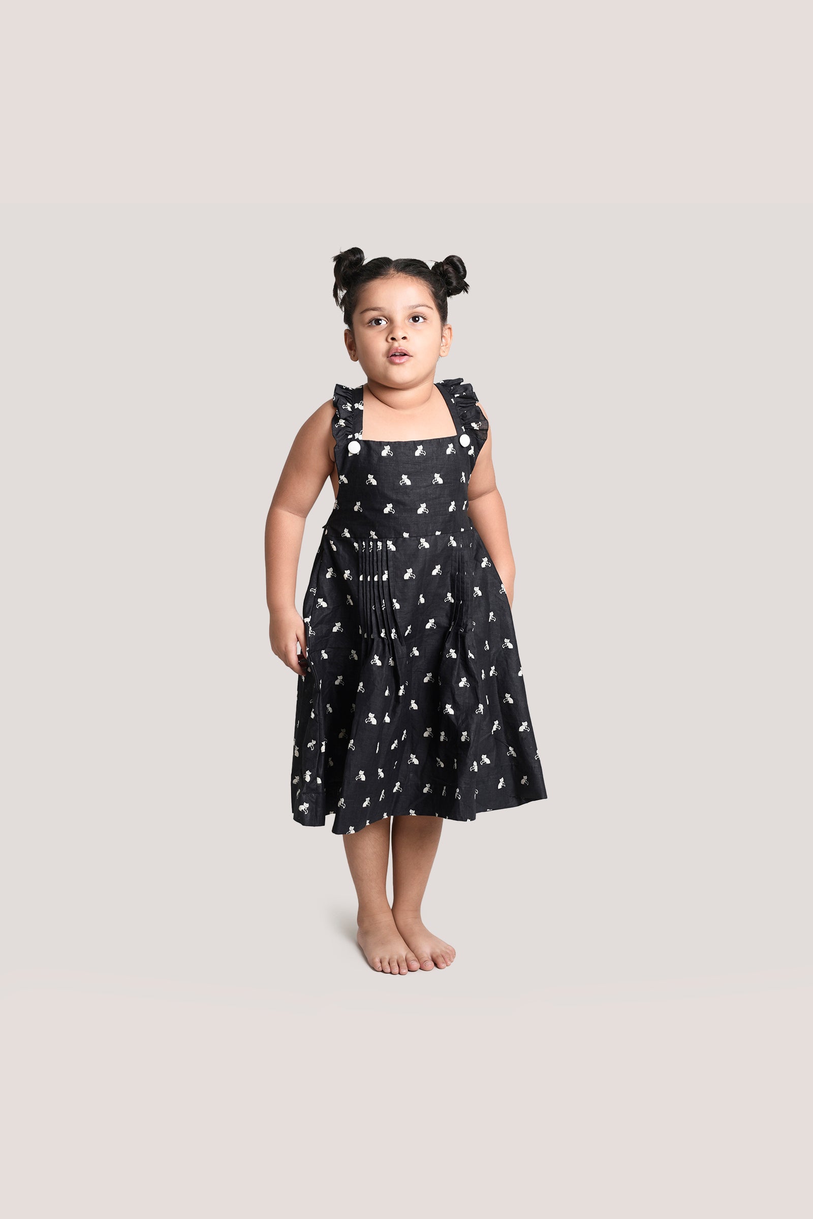 Bell The Cat - Printed Crisscross Frock, Black