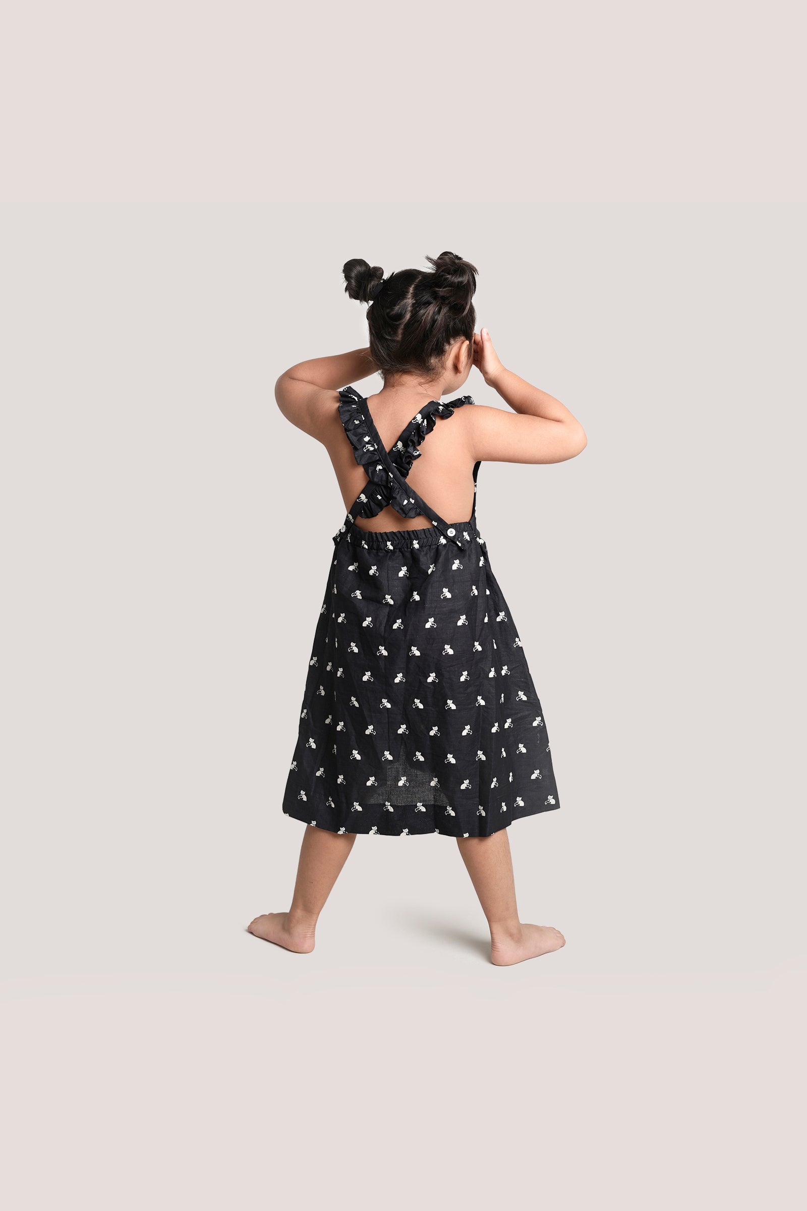 Bell The Cat - Printed Crisscross Frock, Black