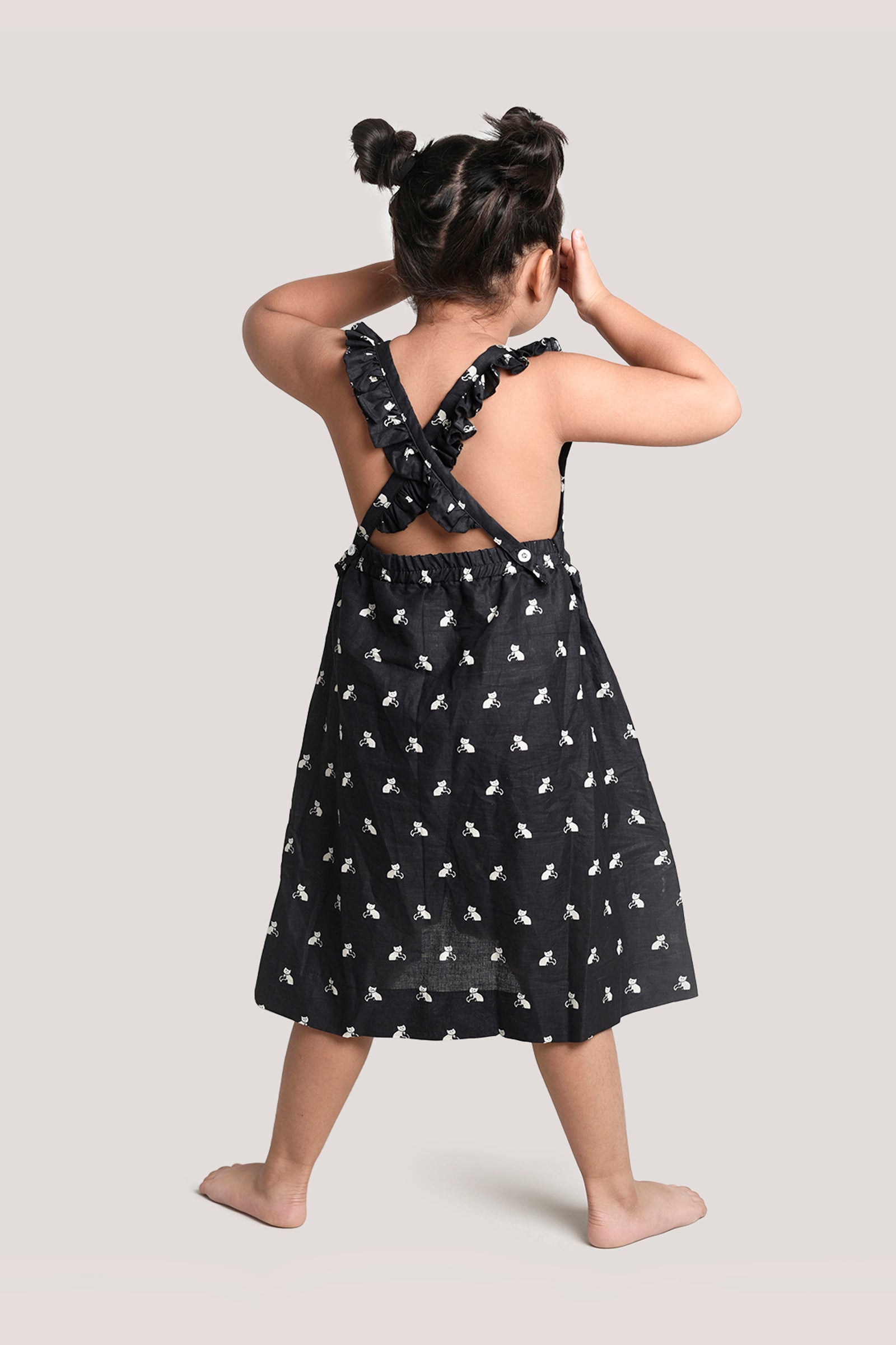 Bell The Cat - Printed Crisscross Frock, Black