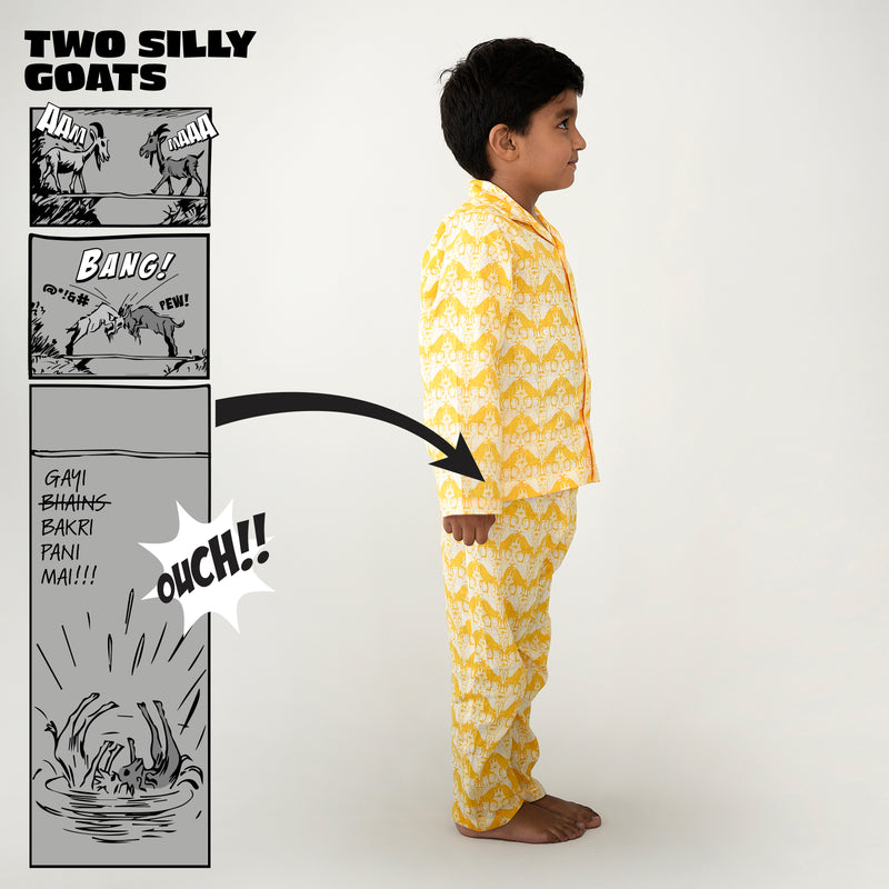 Cotton Boys Sleepwear with Two Silly Goats Story print