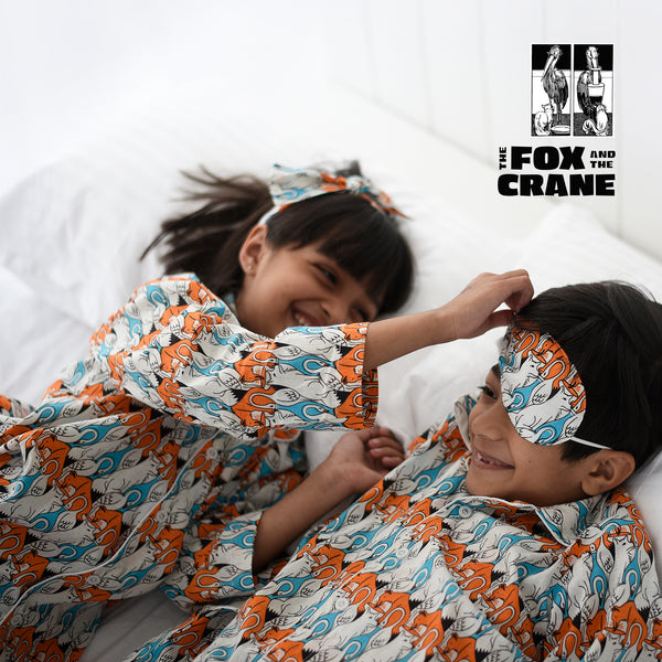Cotton Girls Sleepwear with The Fox & the Crane Story print