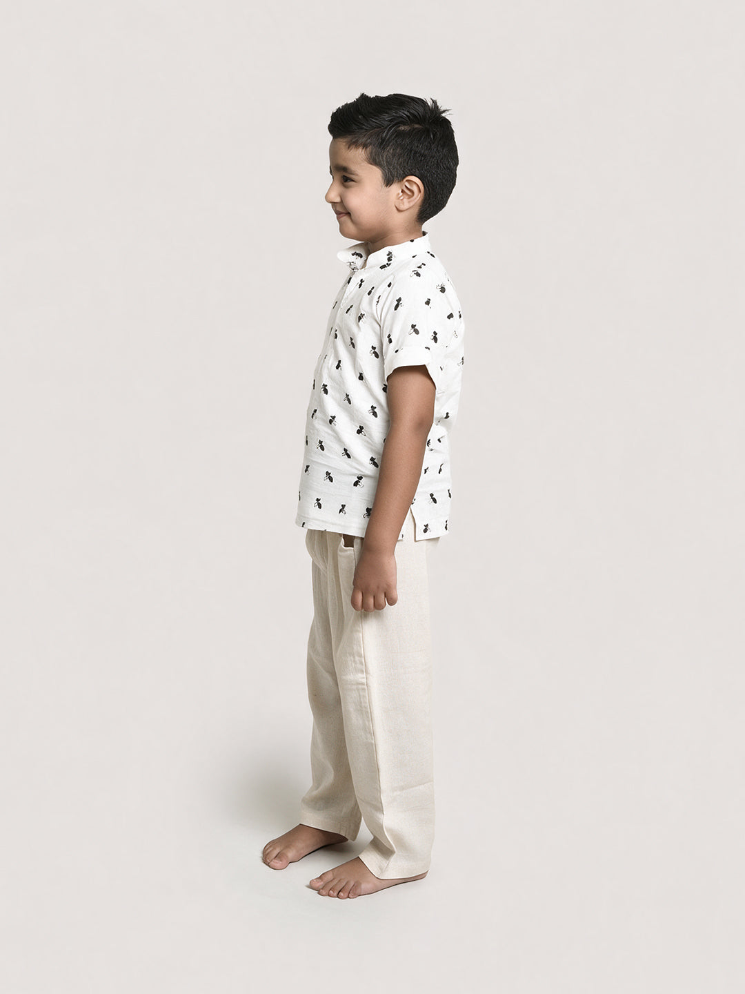 Bell The Cat - Short Kurta with Linen Pants, Beige