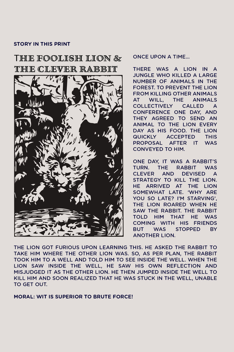 The Foolish Lion & The Clever Rabbit- Boys Kurta Pajama Set