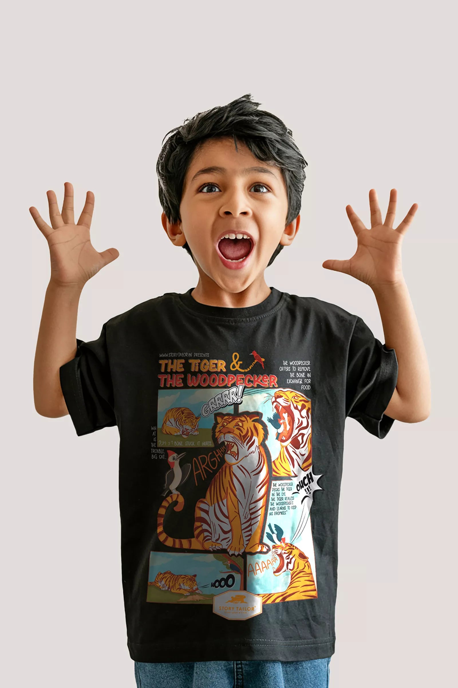 The Tiger & The Woodpecker - T shirt, Black