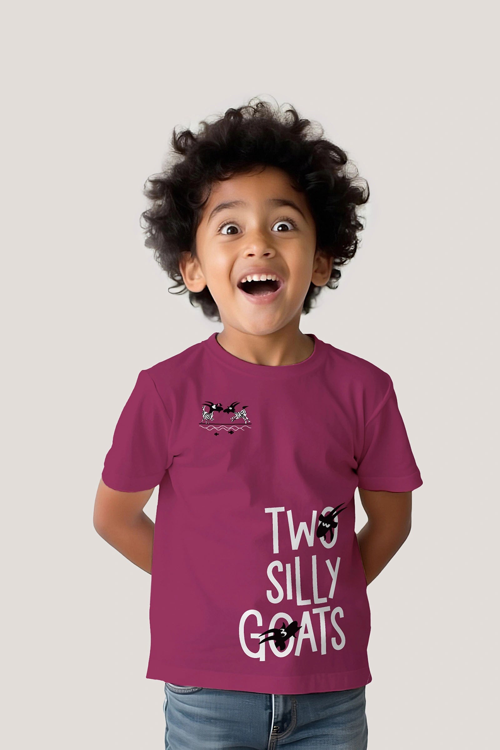 Two Silly Goats - T Shirt, Wine