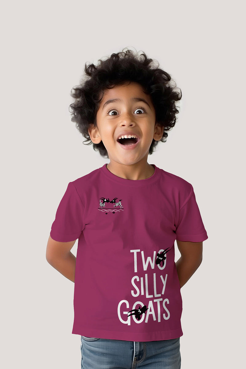 Two Silly Goats - T Shirt, Wine