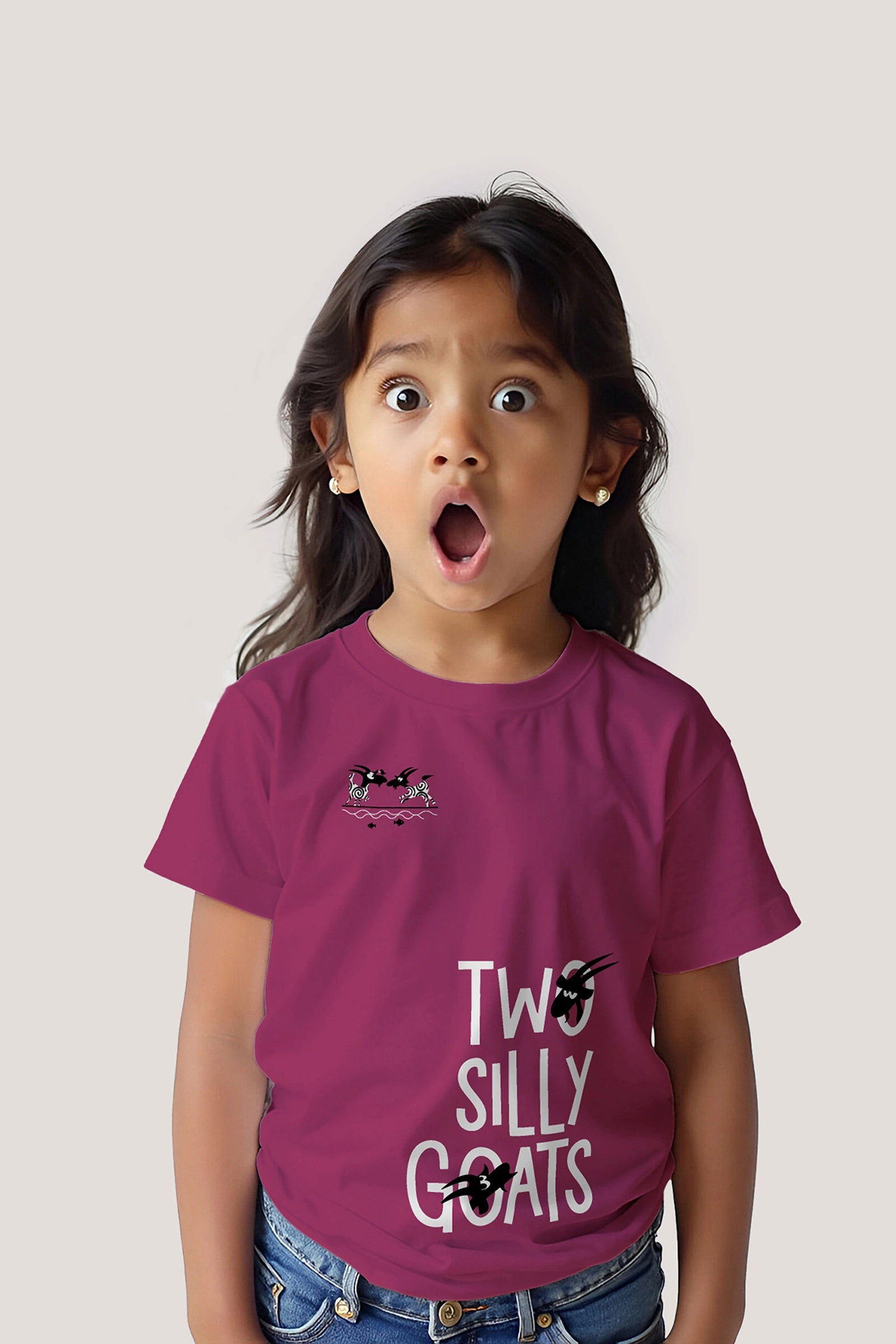 Two Silly Goats - T Shirt, Wine