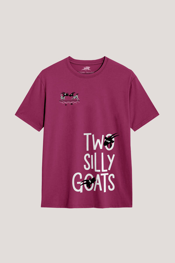 Two Silly Goats - T Shirt, Wine