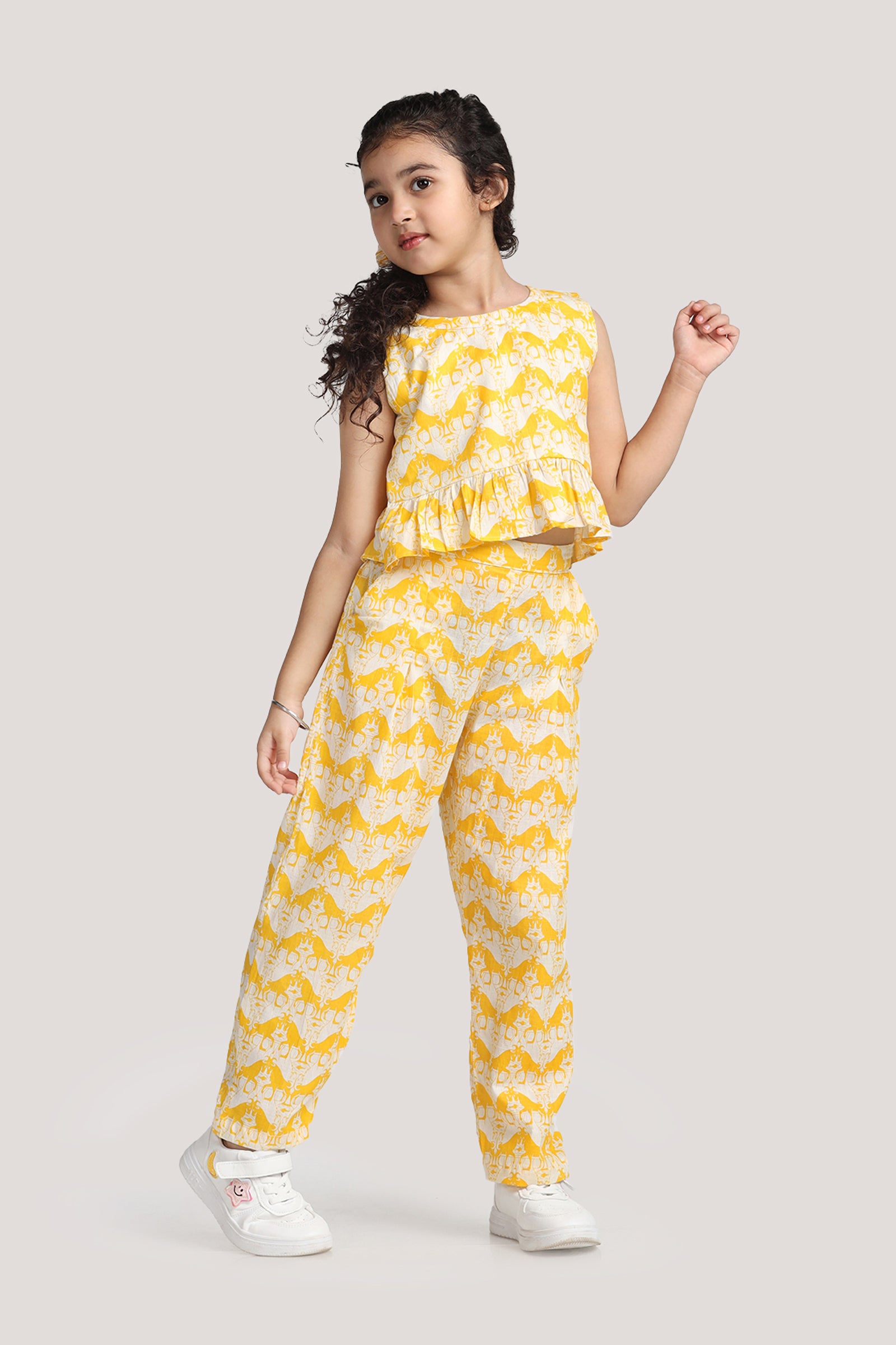 Two Silly Goats Print - Crop Top Set