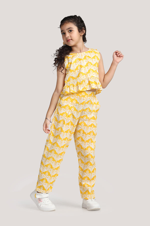 Two Silly Goats Print - Crop Top Set