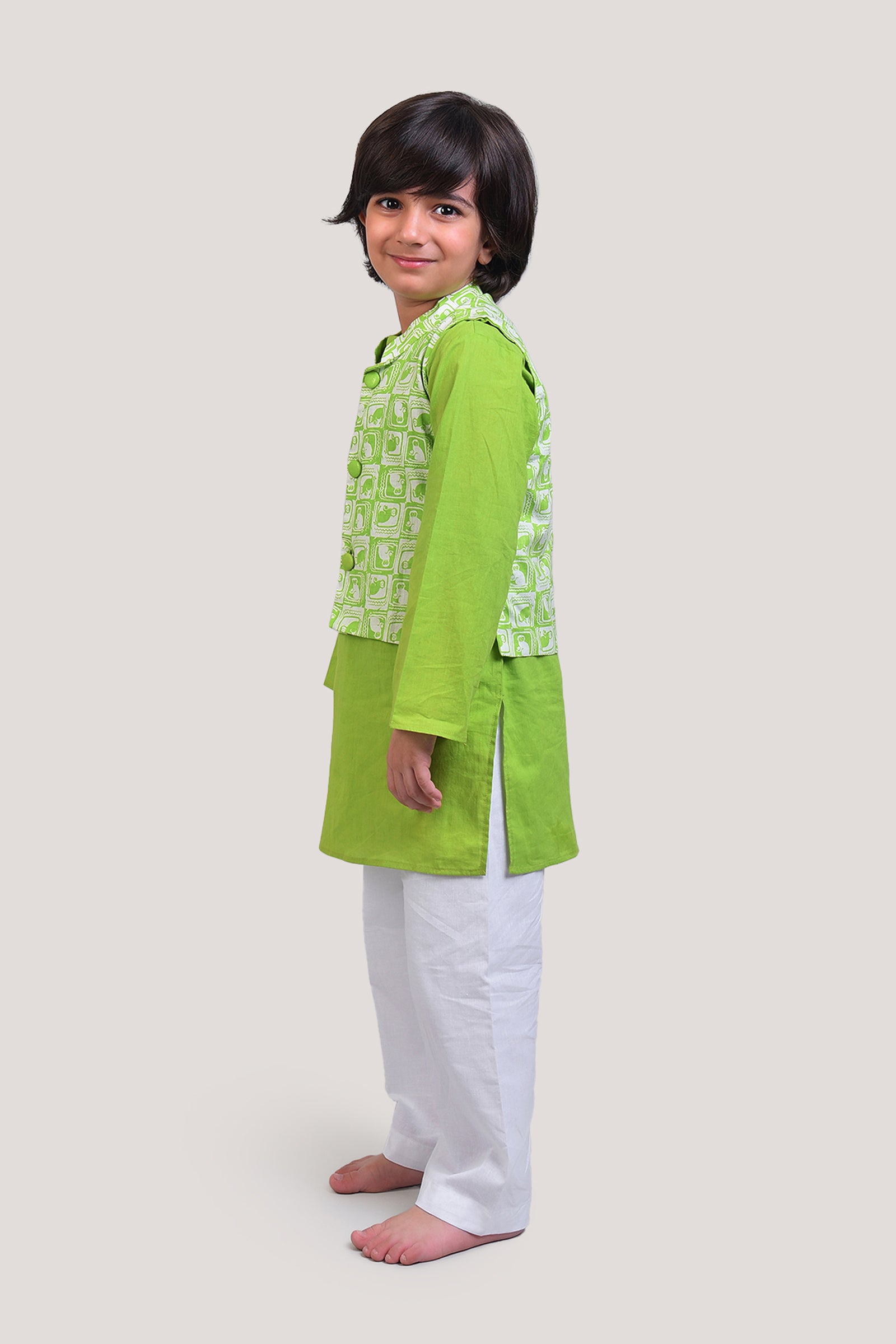 The Monkey & The Crocodile- Nehru Jacket Kurta Set