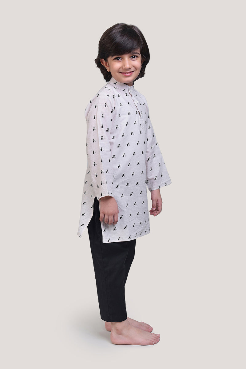 Bell The Cat- Boys Kurta Pajama Set, Beige
