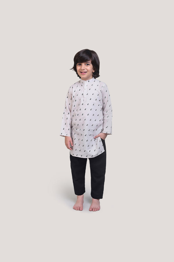 Bell The Cat- Boys Kurta Pajama Set, Beige