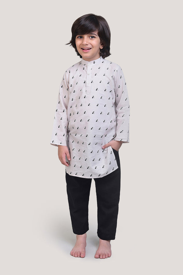 Bell The Cat- Boys Kurta Pajama Set, Beige