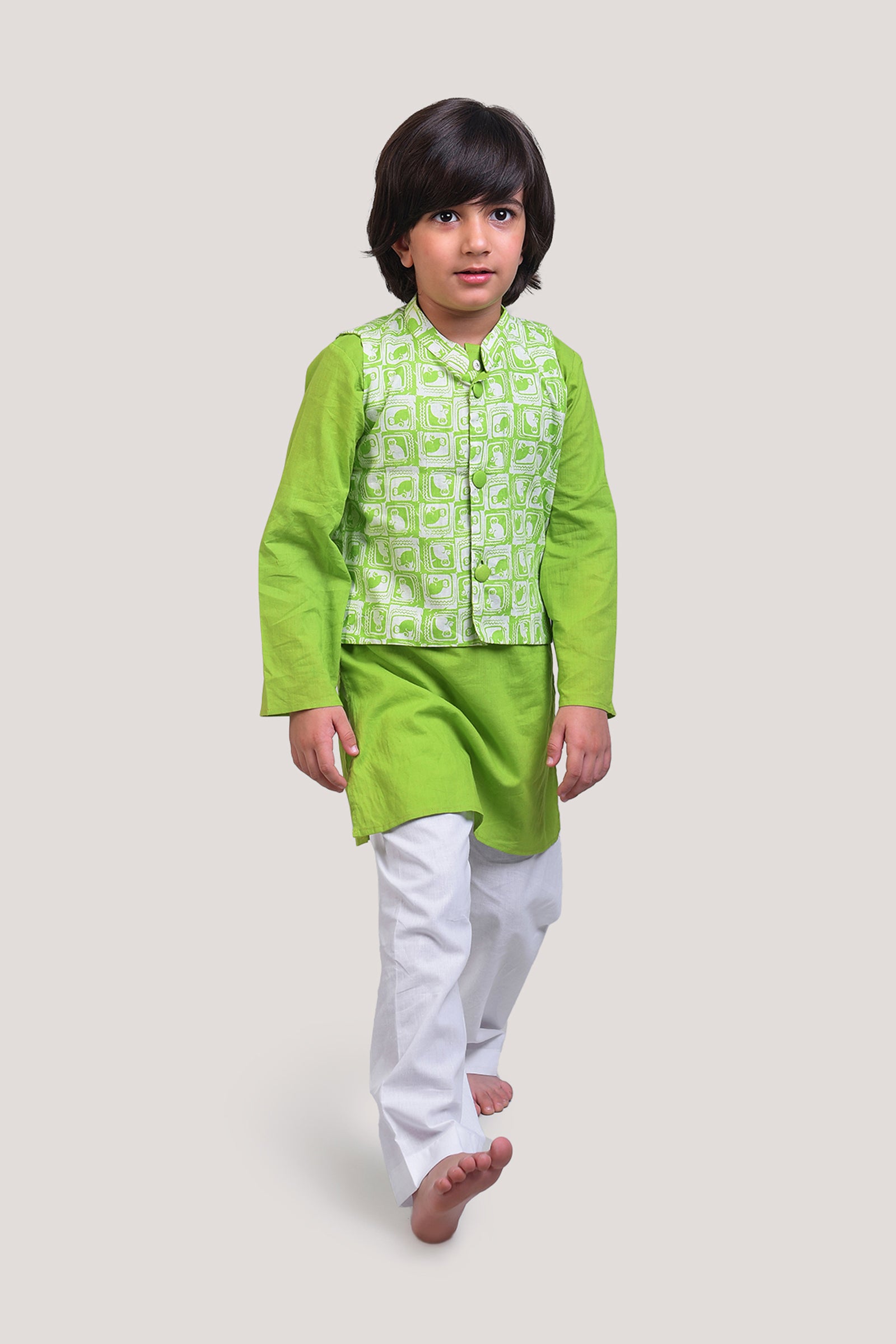 The Monkey & The Crocodile- Nehru Jacket Kurta Set