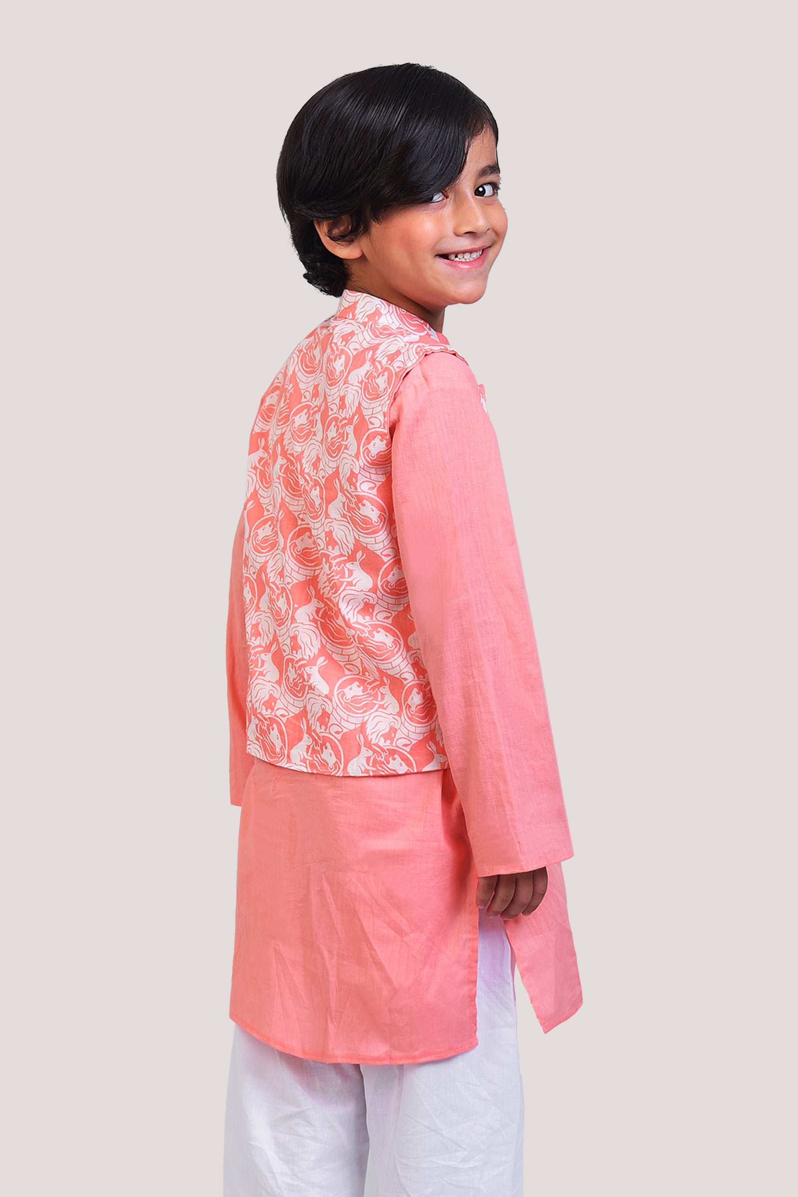 The Foolish Lion & The Clever Rabbit- Nehru Jacket Kurta Set
