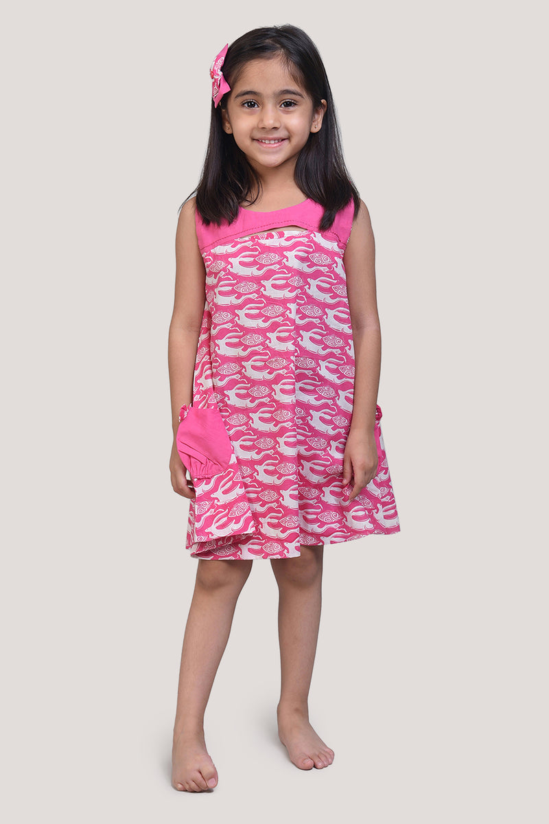 The Hare & The Tortoise- Peek-a-boo Frock