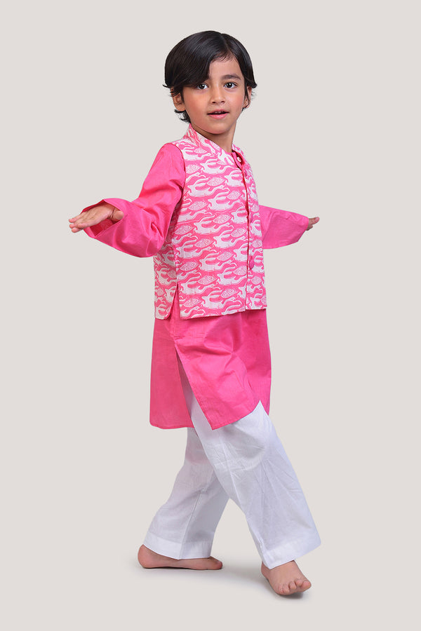 The Hare & The Tortoise- Nehru Jacket Kurta Set