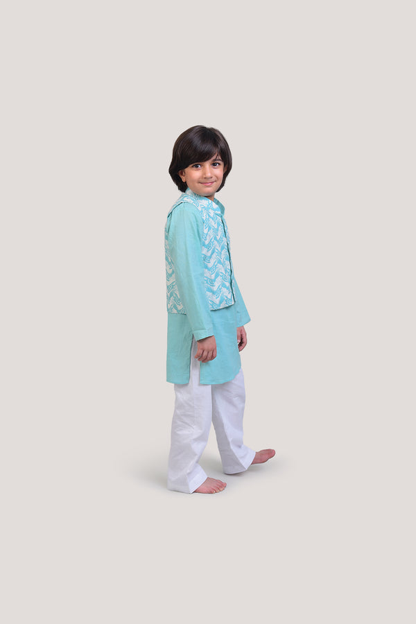 The Talkative Turtle - Nehru Jacket Kurta Set