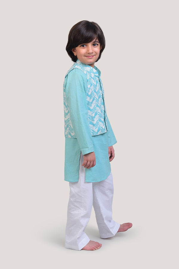 The Talkative Turtle - Nehru Jacket Kurta Set