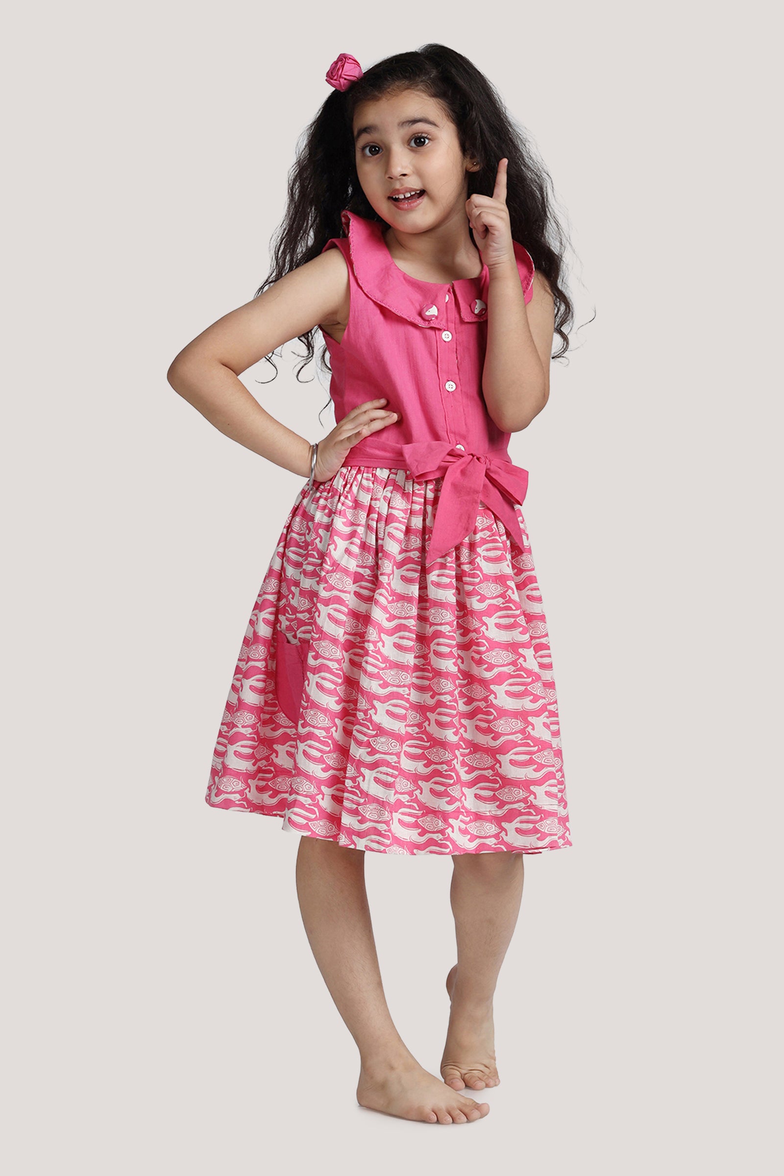 The Hare & The Tortoise - Roll Collar Frock